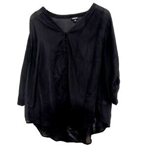 Silky Black Torrid Button Front Blouse Office Goth Career Plus Size 2X Shirt Top